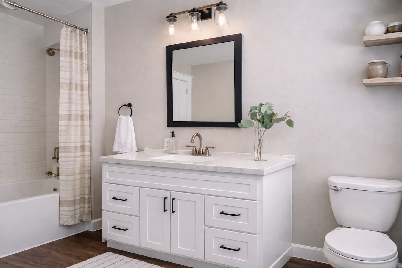 Bathroom vanity refresh and bathroom upgrade by Westpeak Construction in Orange County