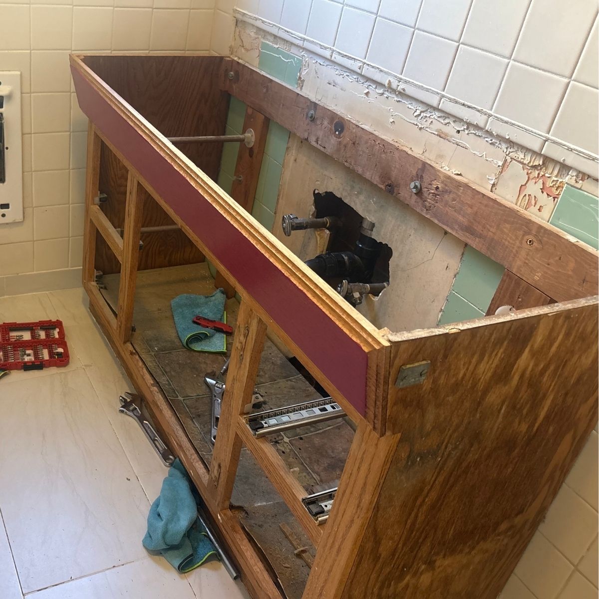 Bathroom vanity refresh and bathroom upgrade before remodel by Westpeak Construction in Orange County