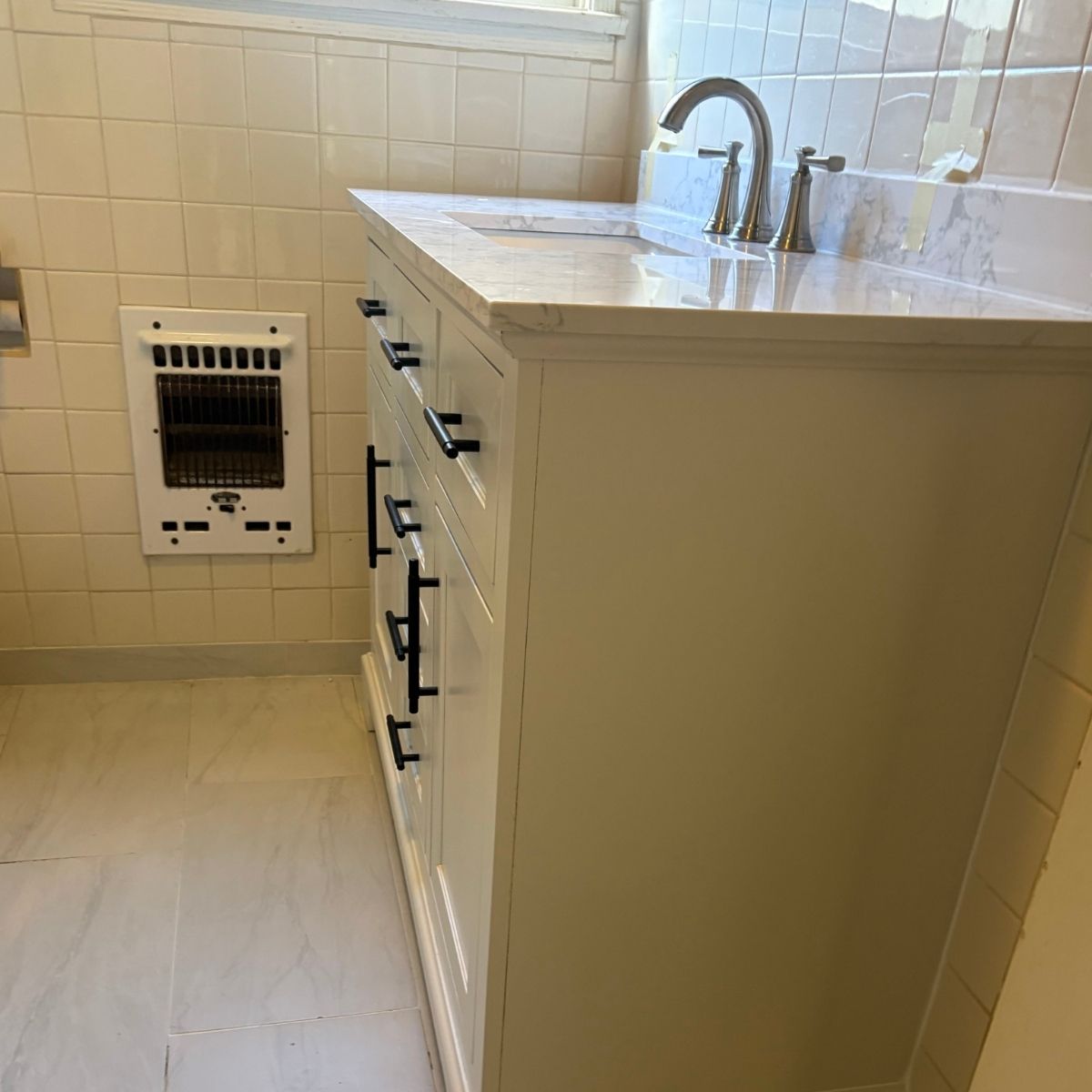 Bathroom vanity refresh and bathroom upgrade after installation by Westpeak Construction in Orange County