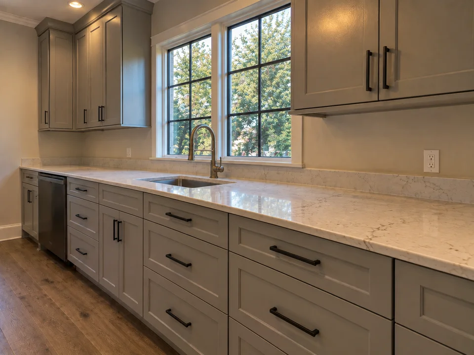 Completed kitchen cabinet replacement and finish work in Dana Point by Westpeak Construction